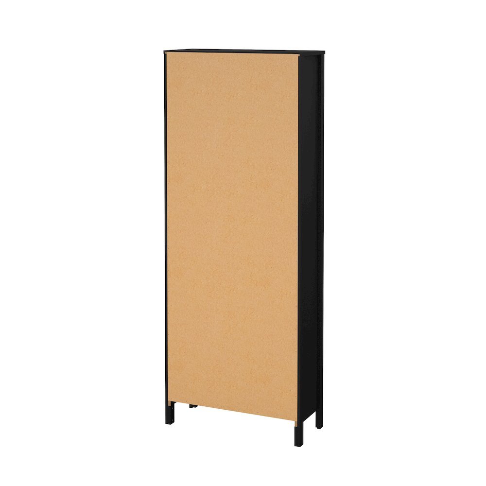 Black 6-Shelf Bookshelf with Adjustable Storage Shelves for Office