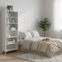 Modern White 6-Shelf Bookcase with Adjustable Shelves for Home Office