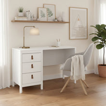 White 3-Drawer Computer Desk for Home Office or Study Table Area
