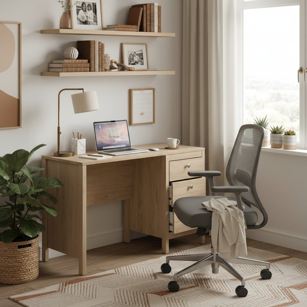 Brown 3-Drawer Home Office Desk for Computer Work or Study Table