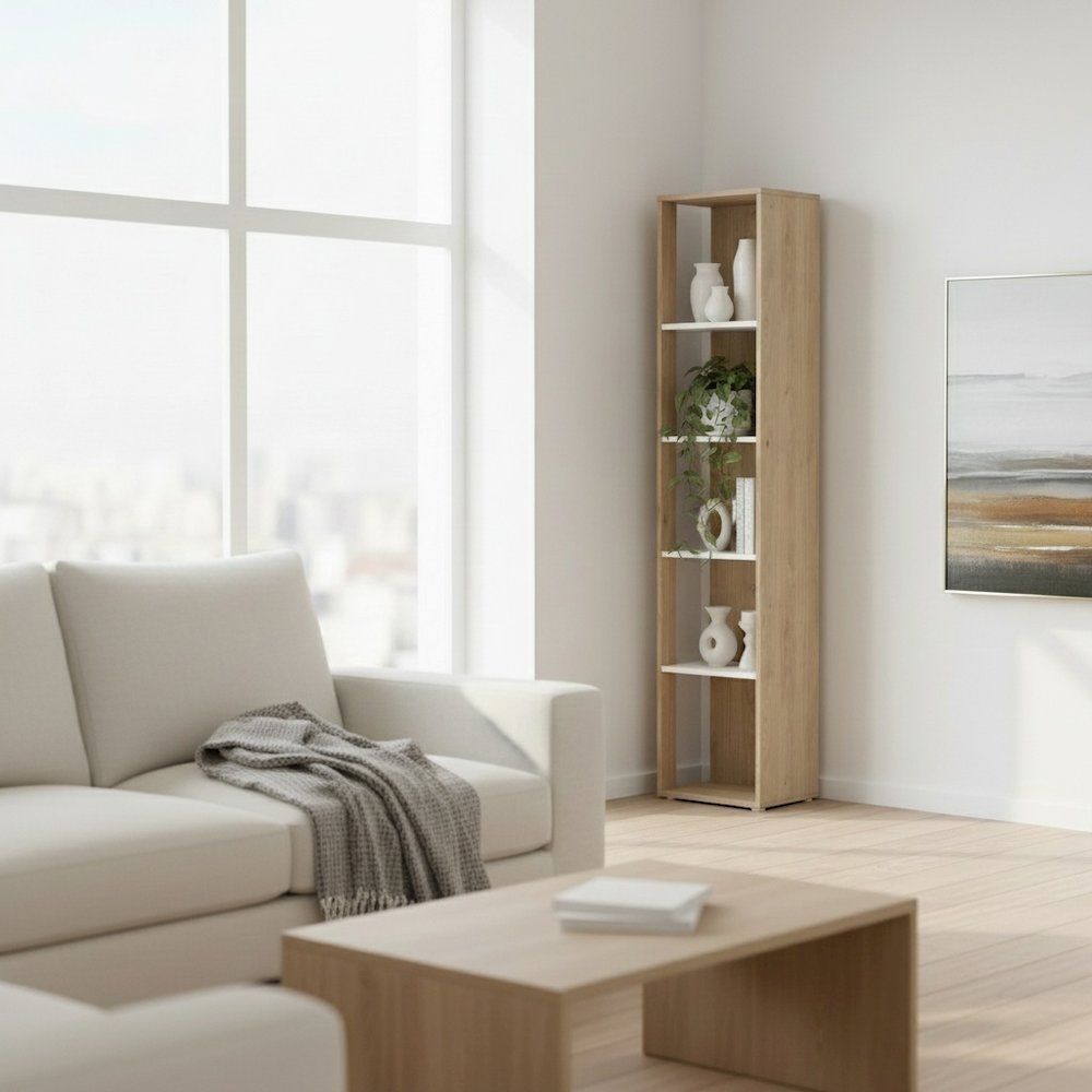 Brown 5-Shelf Bookcase with Side Access Design for Home or Office