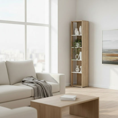 Brown 5-Shelf Bookcase with Side Access Design for Home or Office