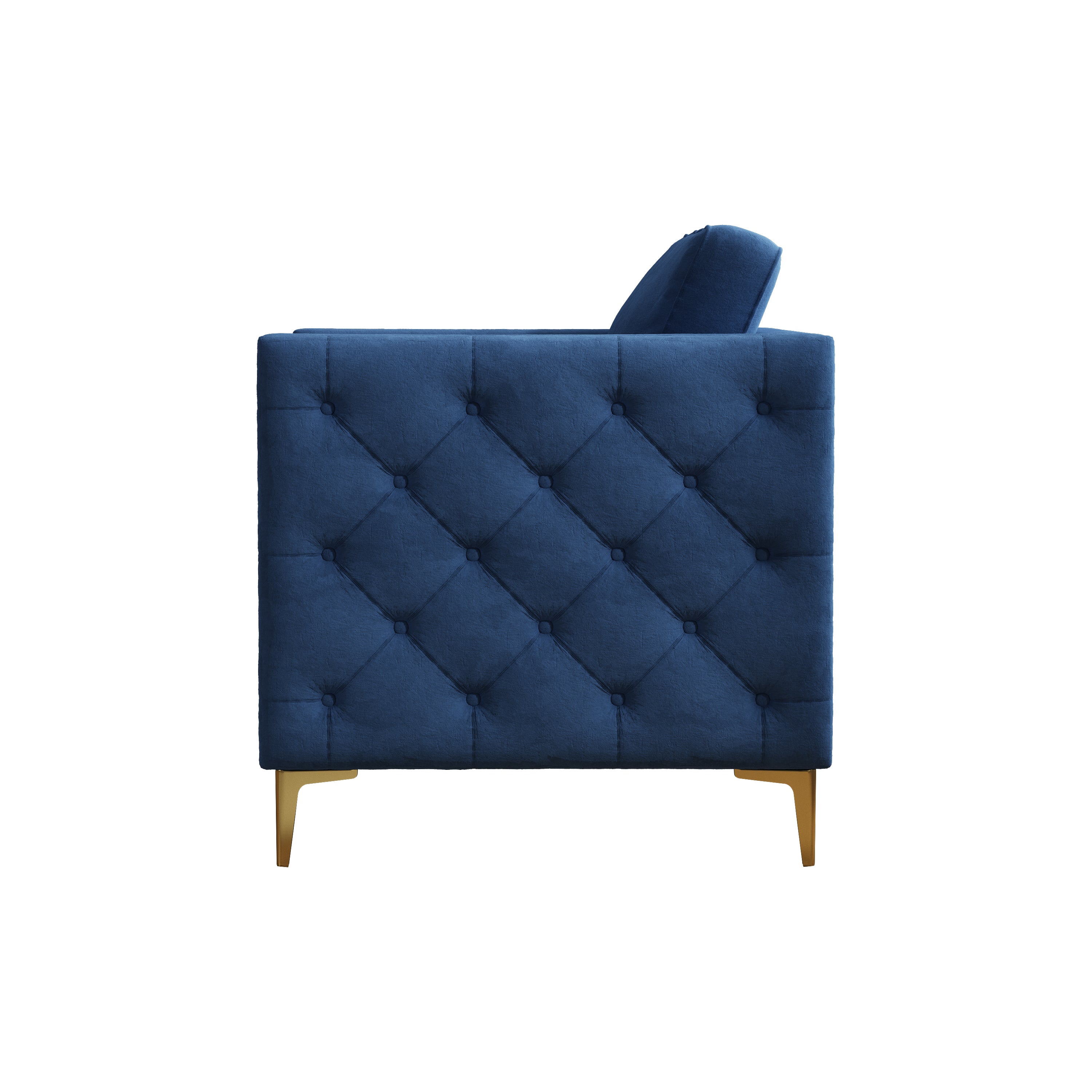 Accent Chair for Living Room Upholstered  Arm Chair with Metal Legs Navy Blue Velvet