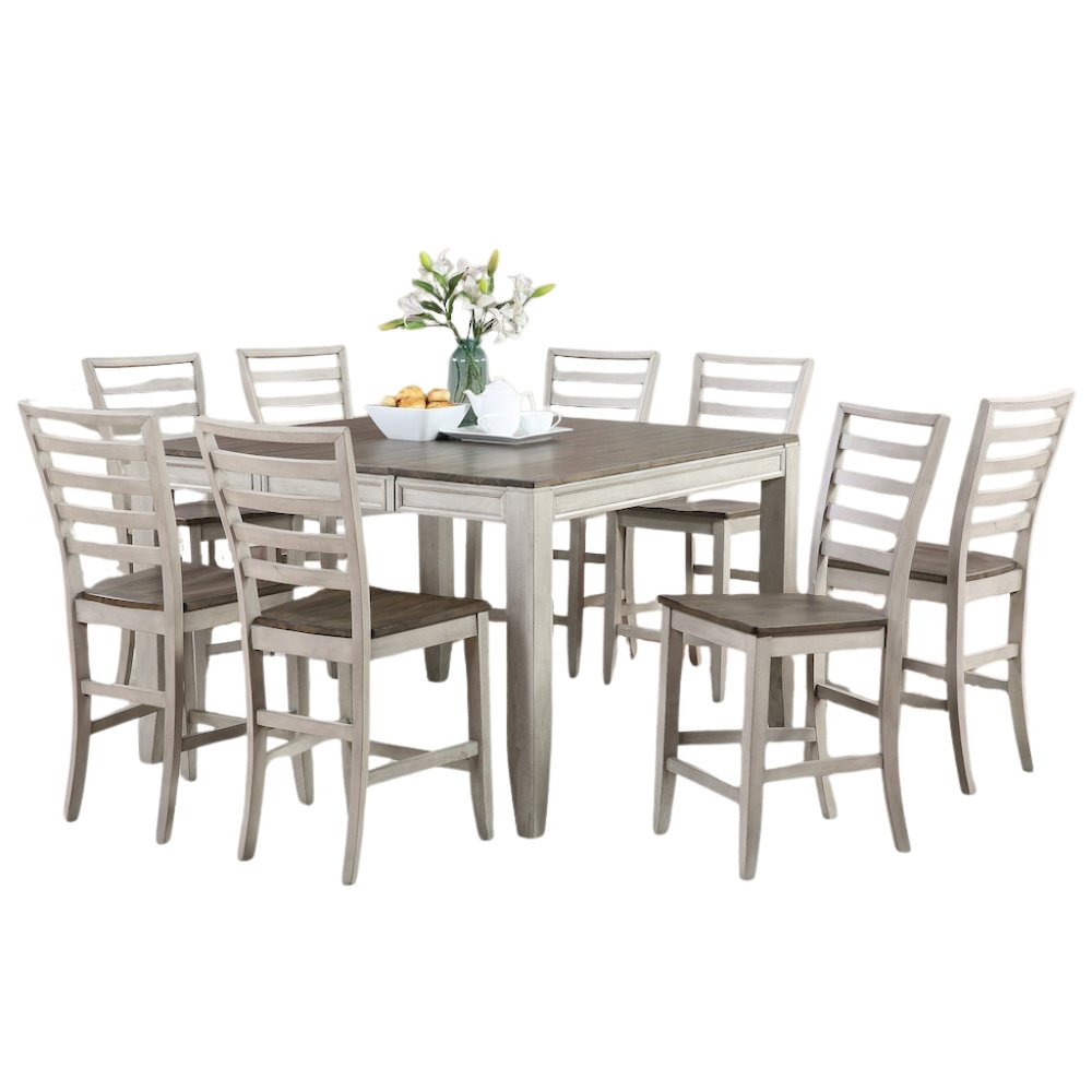 Brown Farmhouse Dining Table Set for 8 – Kitchen or Dining Room Table and Chairs