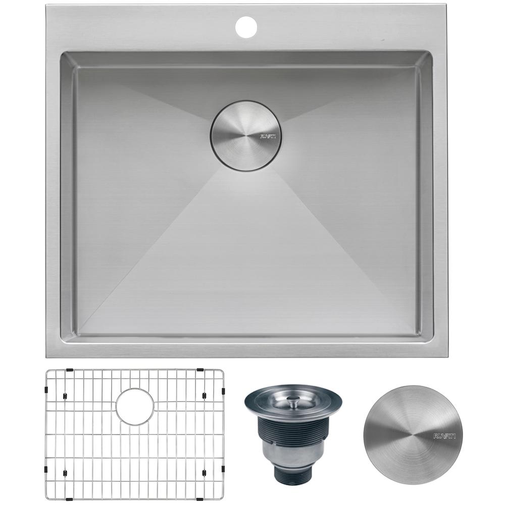 Ruvati Topmount Laundry Utility Sink 25 x 22 x 12 inch Tight Radius Deep 16 Gauge Stainless Steel - RVU6015