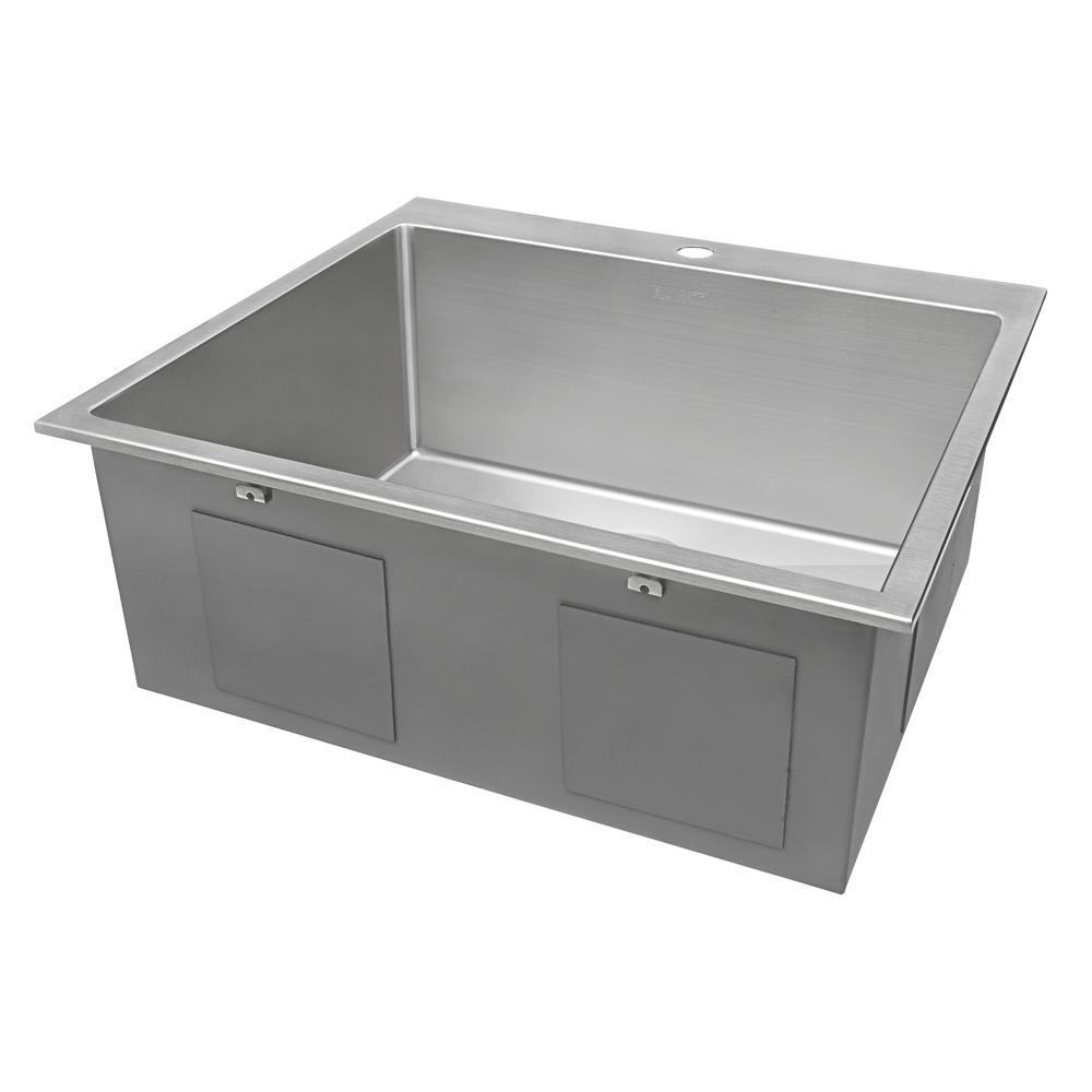 Ruvati Topmount Laundry Utility Sink 25 x 22 x 12 inch Tight Radius Deep 16 Gauge Stainless Steel - RVU6015