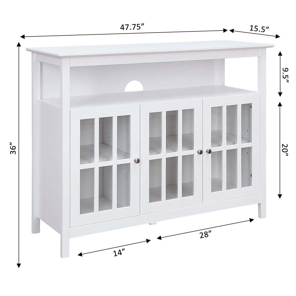 White TV Stand with Storage Cabinets and Shelf for TVs up to 55 Inches