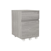 Rolling two Drawer Vertical Filing Cabinet with Lock and Storage, Grey