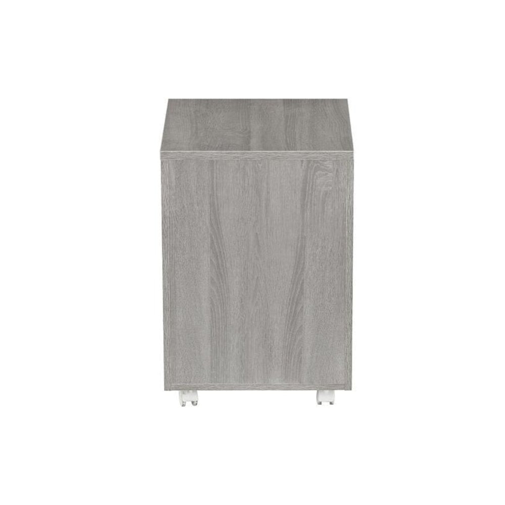 Rolling two Drawer Vertical Filing Cabinet with Lock and Storage, Grey