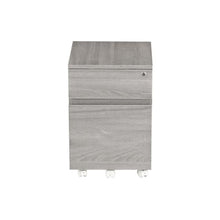 Rolling two Drawer Vertical Filing Cabinet with Lock and Storage, Grey