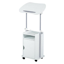 Adjustable White Rolling Laptop Cart With Storage For Versatile Office Use