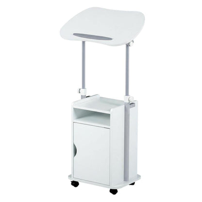 Adjustable White Rolling Laptop Cart With Storage For Versatile Office Use