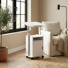 Adjustable White Rolling Laptop Cart With Storage For Versatile Office Use