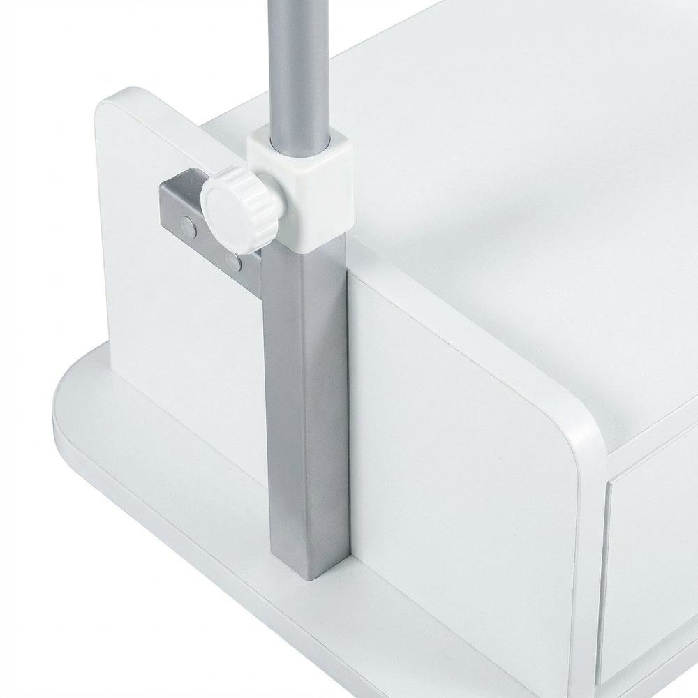 Adjustable White Rolling Laptop Cart With Storage For Versatile Office Use