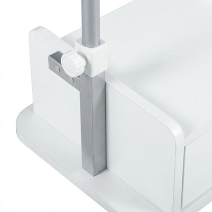 Adjustable White Rolling Laptop Cart With Storage For Versatile Office Use