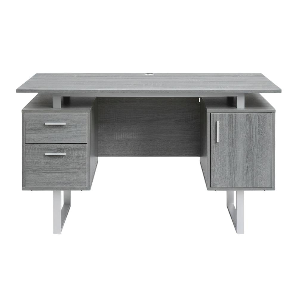 Modern Office Desk With Storage In Neutral Finish For Workspace Organization