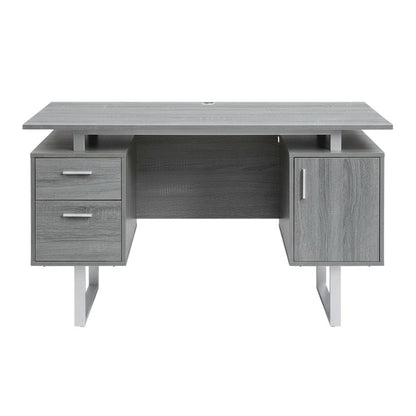 Modern Office Desk With Storage In Neutral Finish For Workspace Organization