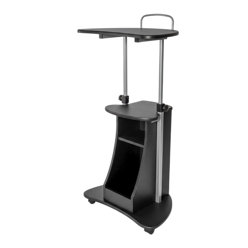 Graphite Mobile Adjustable Laptop Cart With Storage For Home Office Use