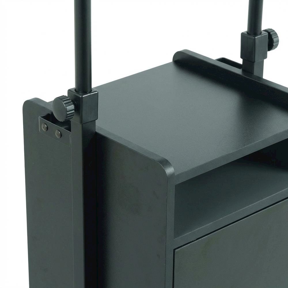 Adjustable Black Laptop Cart With Storage For Ergonomic Workspace Setup