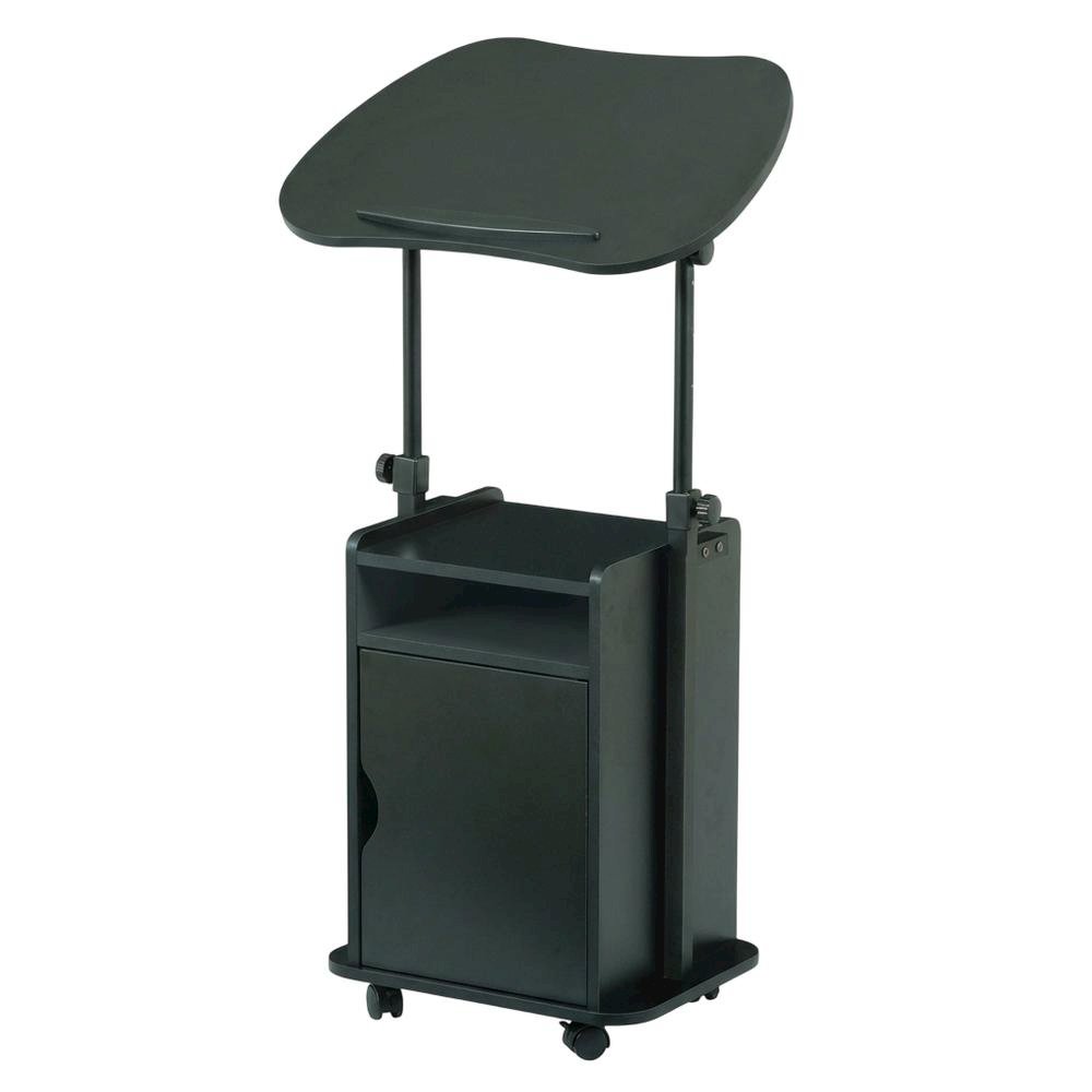 Adjustable Black Laptop Cart With Storage For Ergonomic Workspace Setup