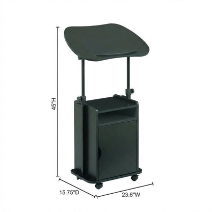 Adjustable Black Laptop Cart With Storage For Ergonomic Workspace Setup