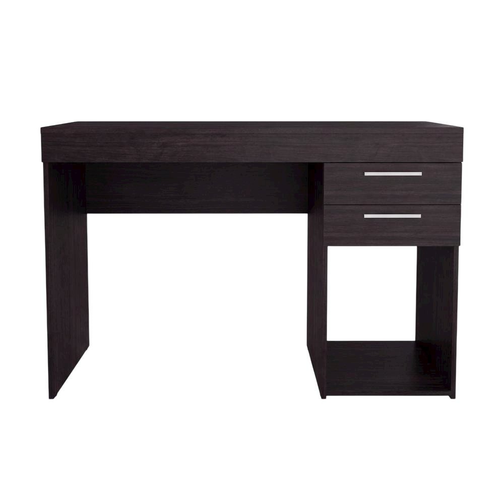 Modern white home office desk with storage, sturdy, spacious workspace