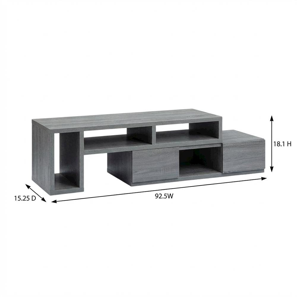 Adjustable TV Stand Console in Black with Sturdy Metal Frame, Cable Management