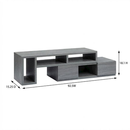 Adjustable TV Stand Console in Black with Sturdy Metal Frame, Cable Management