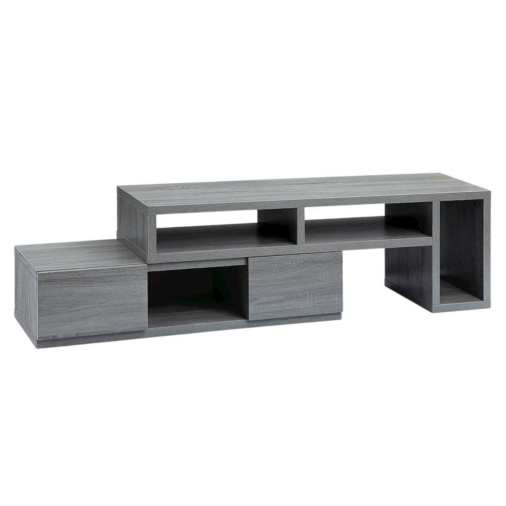 Adjustable TV Stand Console in Black with Sturdy Metal Frame, Cable Management