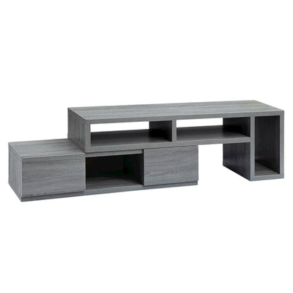 Adjustable TV Stand Console in Black with Sturdy Metal Frame, Cable Management