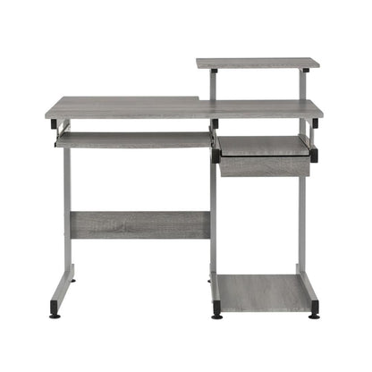 Gray Complete Computer Workstation, Sturdy Steel Frame And Mdf Panel For Office