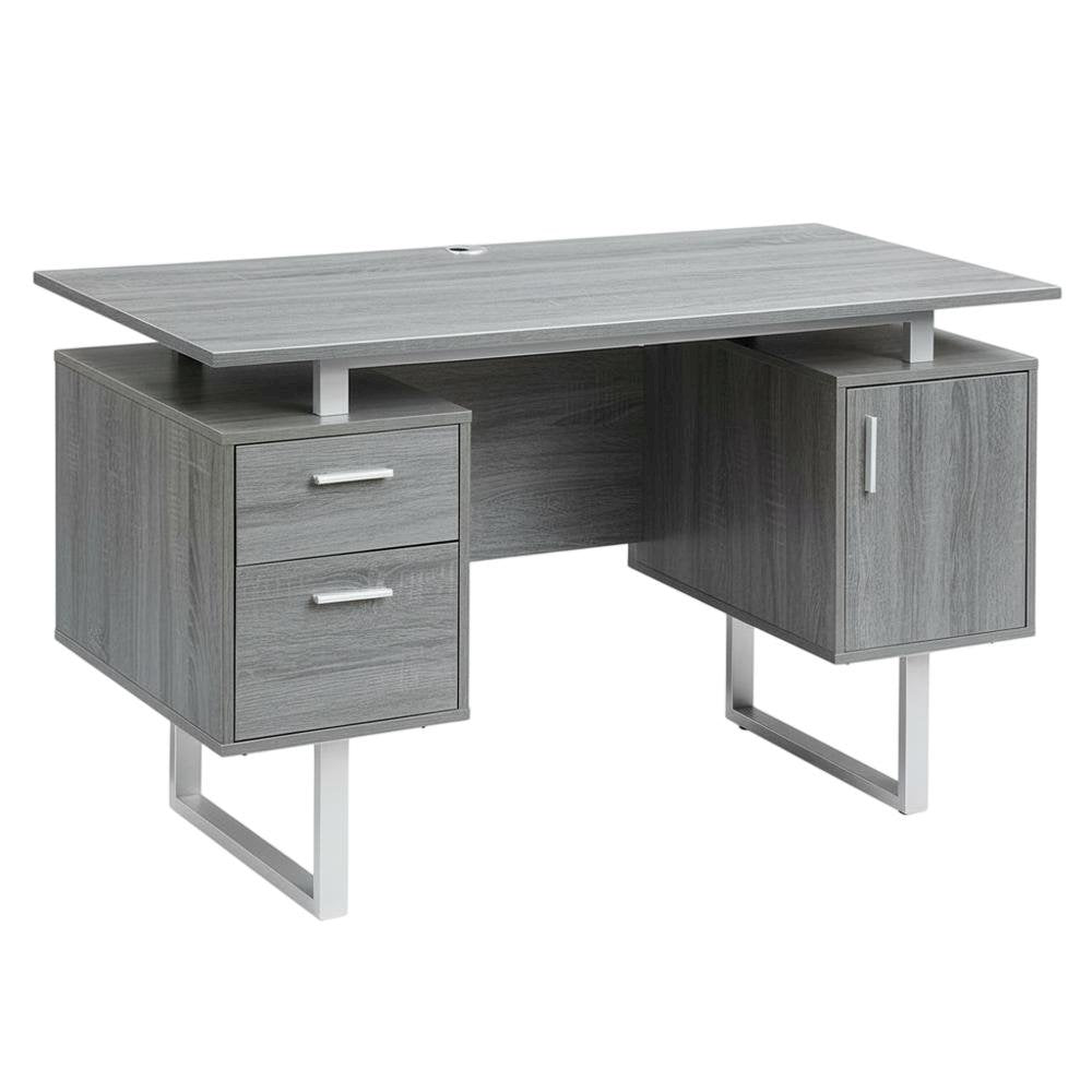 Modern Office Desk With Storage In Neutral Finish For Workspace Organization