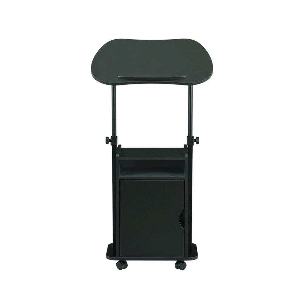 Adjustable Black Laptop Cart With Storage For Ergonomic Workspace Setup