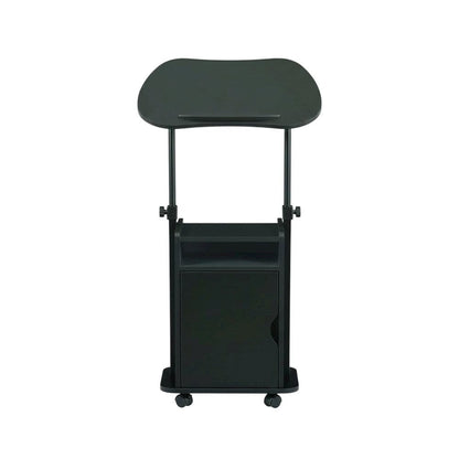 Adjustable Black Laptop Cart With Storage For Ergonomic Workspace Setup