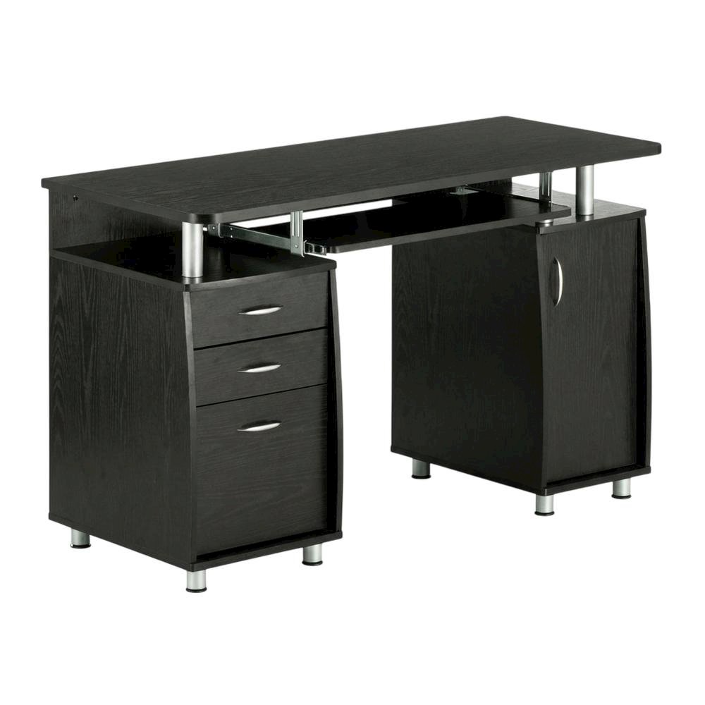 Espresso Finish Computer Desk With Storage And Spacious Work Surface