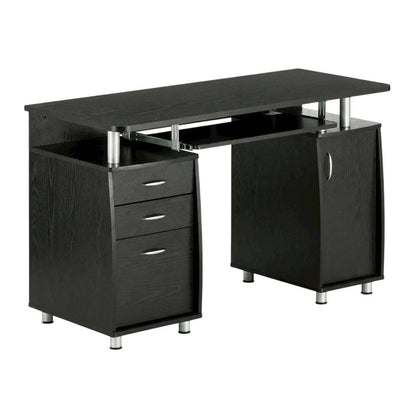 Espresso Finish Computer Desk With Storage And Spacious Work Surface