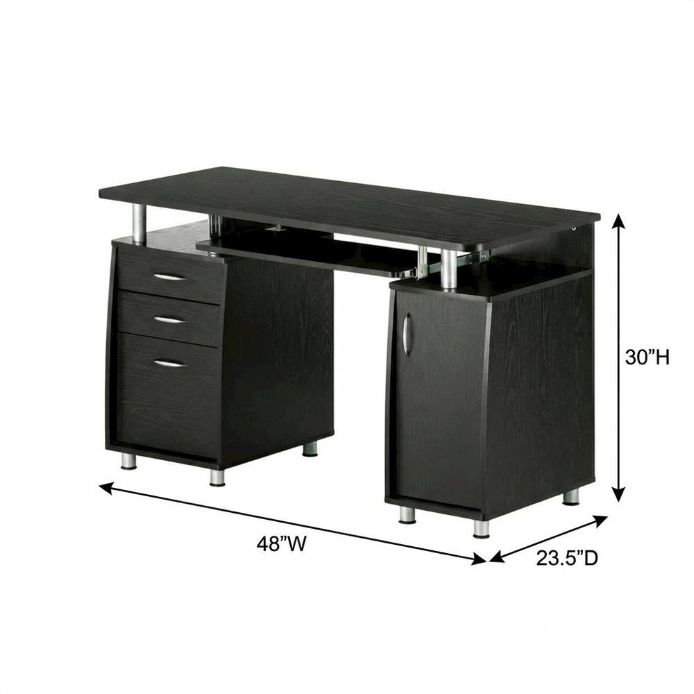 Espresso Finish Computer Desk With Storage And Spacious Work Surface