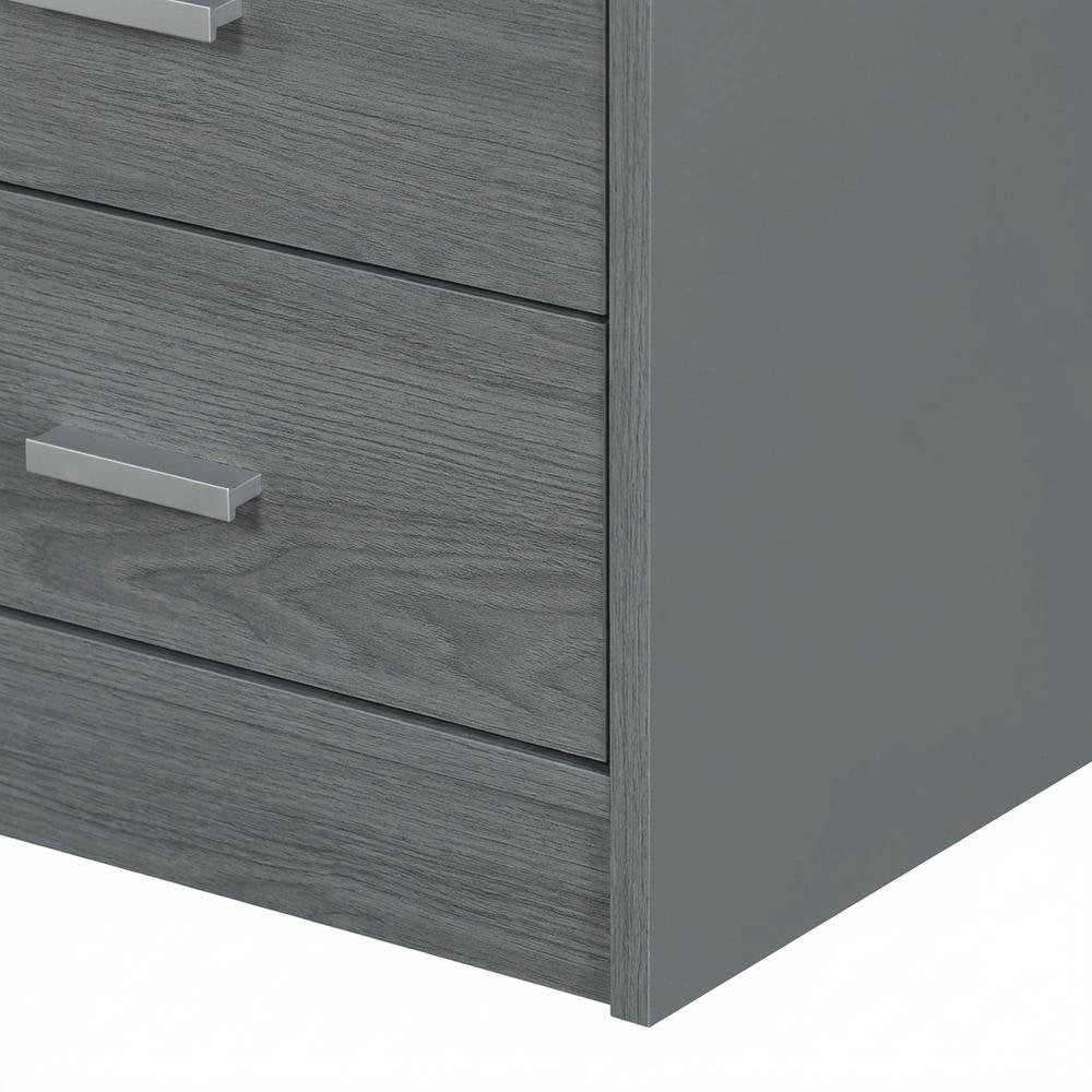 Grey Classic Computer Desk with Multiple Drawers for Home Office