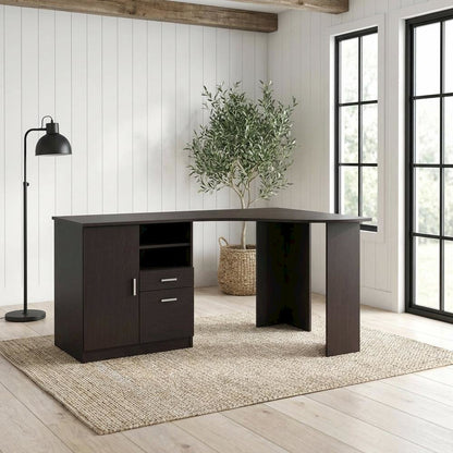 Espresso Office Desk with Storage and Workspace Organization