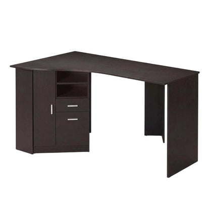 Espresso Office Desk with Storage and Workspace Organization
