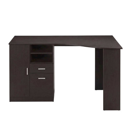 Espresso Office Desk with Storage and Workspace Organization