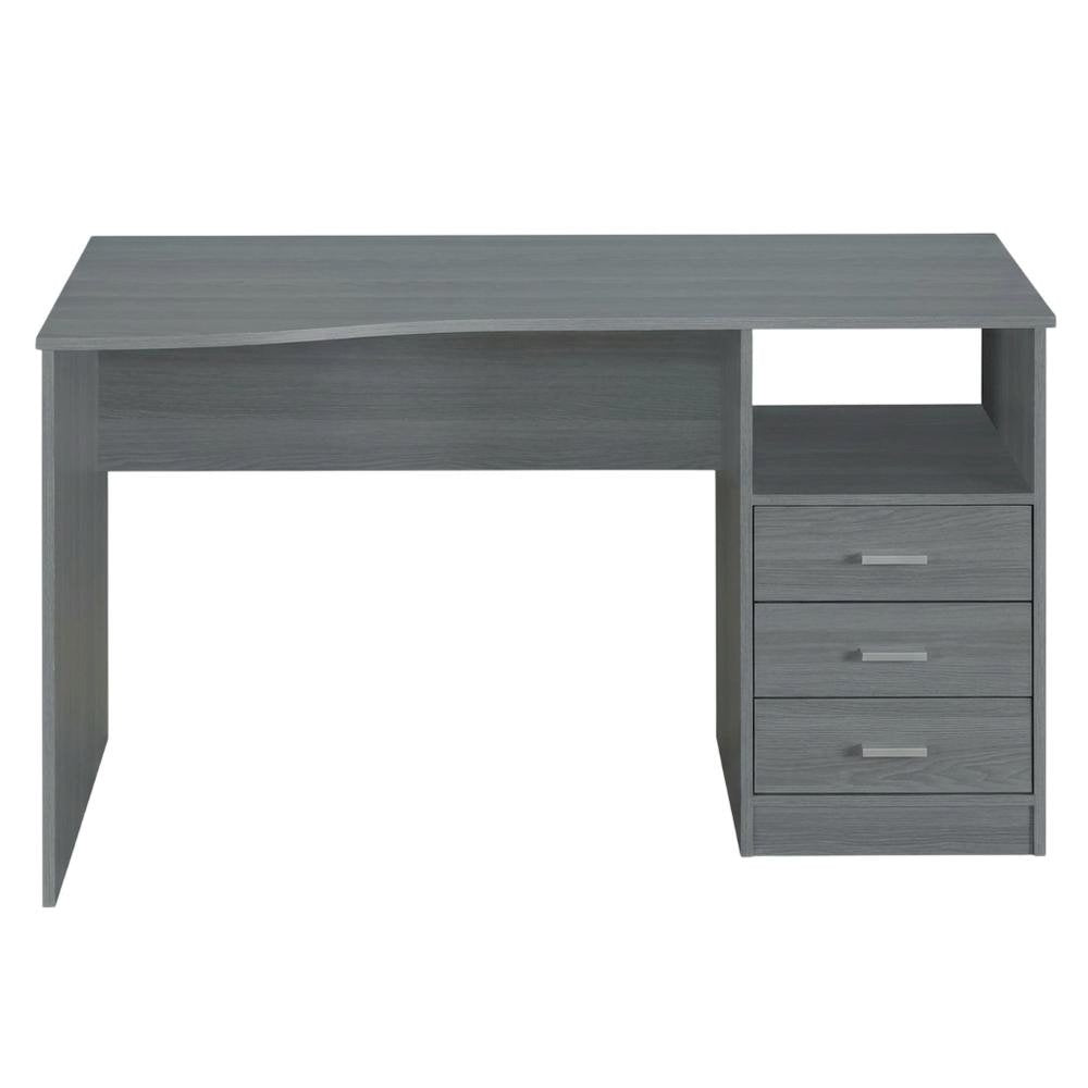 Grey Classic Computer Desk with Multiple Drawers for Home Office