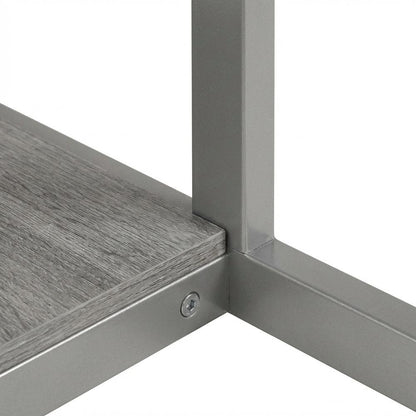 Gray Complete Computer Workstation, Sturdy Steel Frame And Mdf Panel For Office