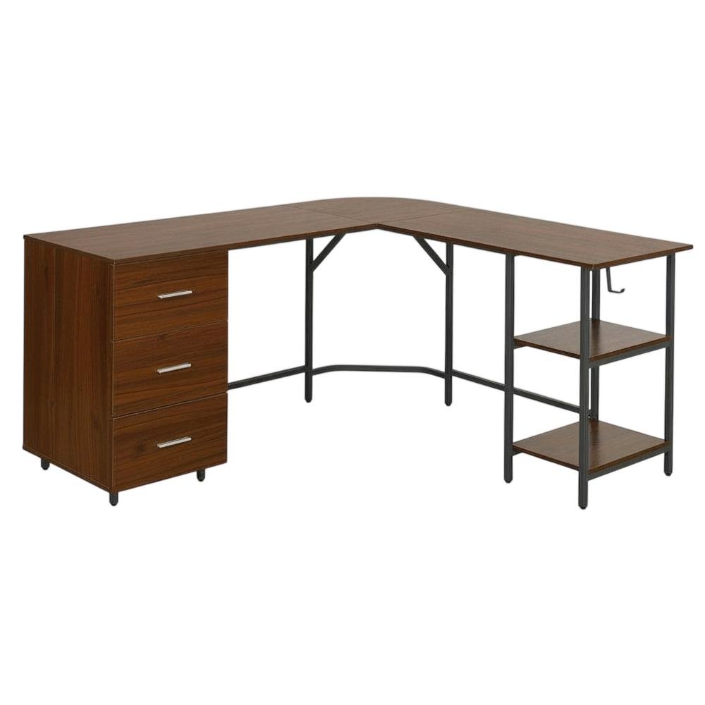 Two Tone Office Desk With Storage And Wood Finish For Home Or Workspace