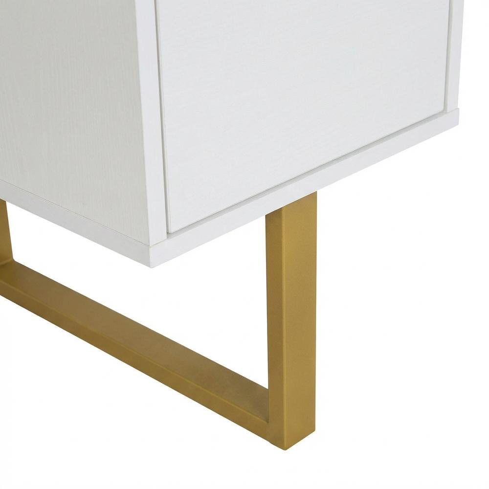 White And Gold Office Desk With Drawers And Storage Compartments