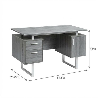 Modern Office Desk With Storage In Neutral Finish For Workspace Organization