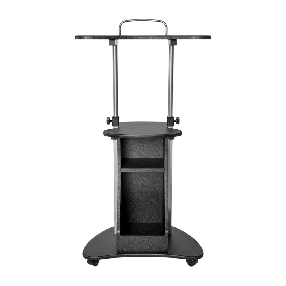 Graphite Mobile Adjustable Laptop Cart With Storage For Home Office Use