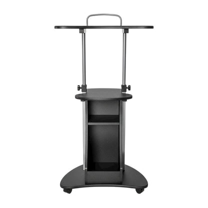Graphite Mobile Adjustable Laptop Cart With Storage For Home Office Use