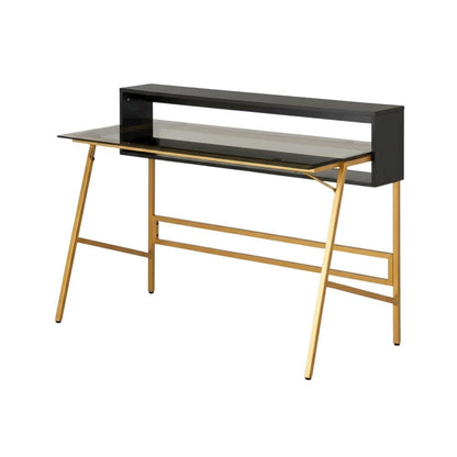 Gold Home Office Writing Desk With Adjustable Riser, Modern Design