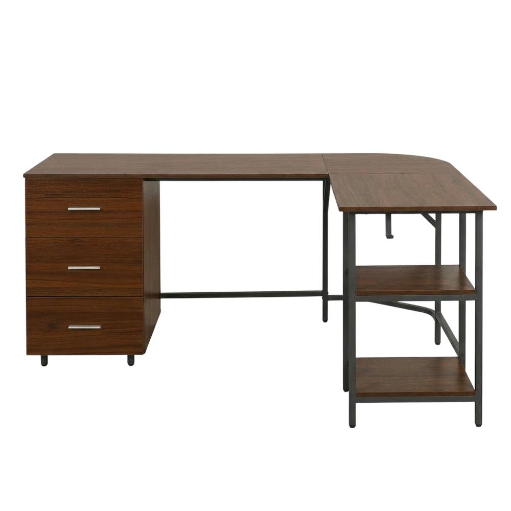 Two Tone Office Desk With Storage And Wood Finish For Home Or Workspace